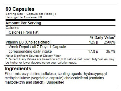 GN vitamīns D3 5000IE - 60 kapsulas