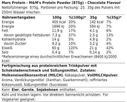 M&amp;M proteīna pulveris šokolādes 875g