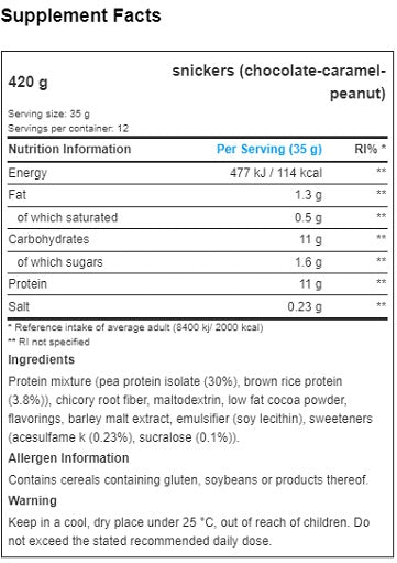 Snickers Plant protein powder 420g