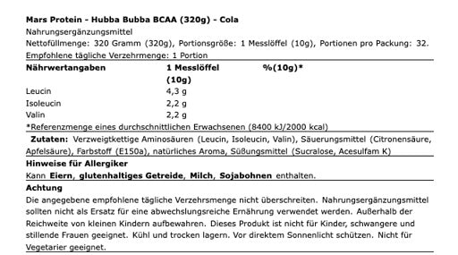 Hubba Bubba BCAA 320g Cola