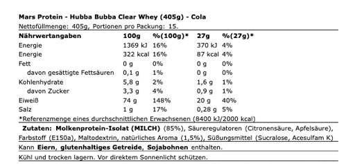 Hubba Bubba Clear Whey 405g Cola