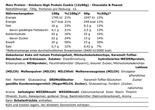 Snickers High protein Cookie 12x60g White Choc & Peanut