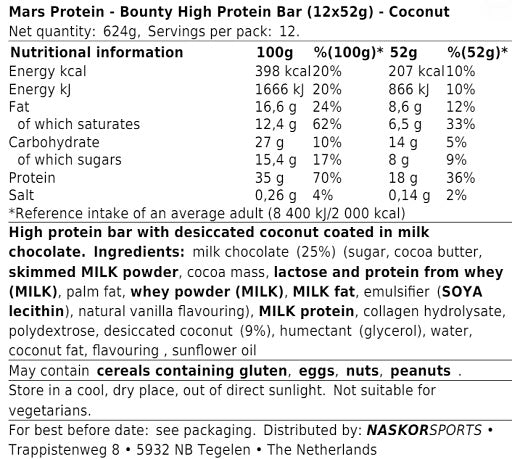 Bounty High Protein batoniņš (12x52g)