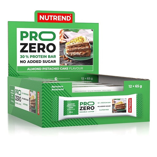 Nutrend PROZERO Batoniņš 12x65g Mandeļu un pistāciju kūka