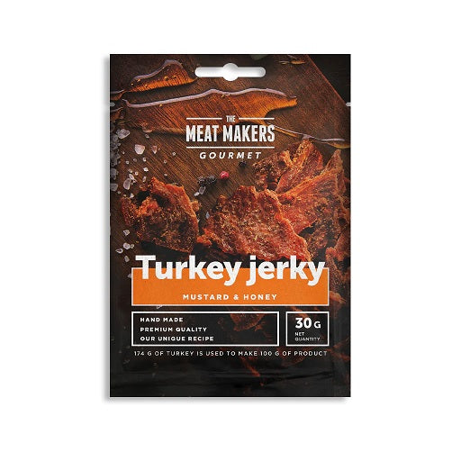 The Meat Makers Gourmet Turkey Jerky 15x30g sinepes un medus