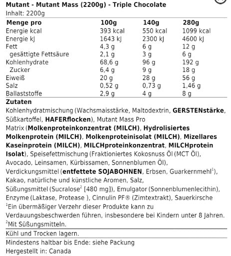 Mutantu masa - 6,8 kg trīskāršā šokolāde