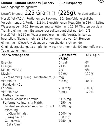 Mutant Madness 225g (30 Serv.) Orange Rush