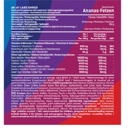 AK47 Labs Shred 250g ananāsu punšs