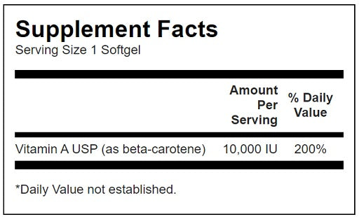 Swanson Beta Carotene 10 000 SV 100 mīkstās gēla kapsulas