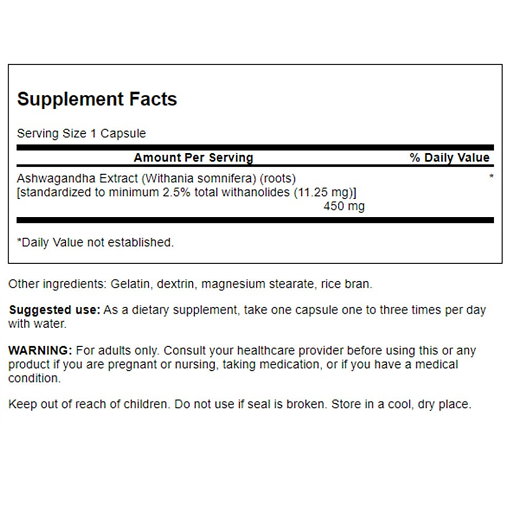 Swanson Ashwagandha Extract 450mg 60 capsules