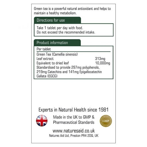 Natures Aid - Zaļā tēja 10 000mg 60 Tabl.