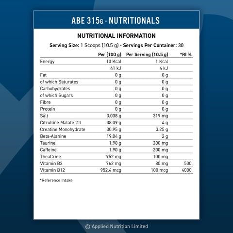 Applied Nutrition ABE Ultimate Pre 315g skābs ābols