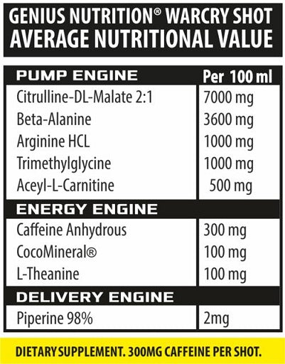 Genius Nutrition - WARCRY LIQUID SHOT SINGLE 100ml