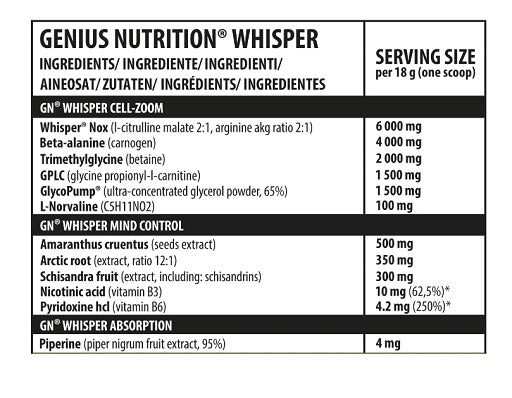 Genius Nutrition Whisper 10x18g Sample