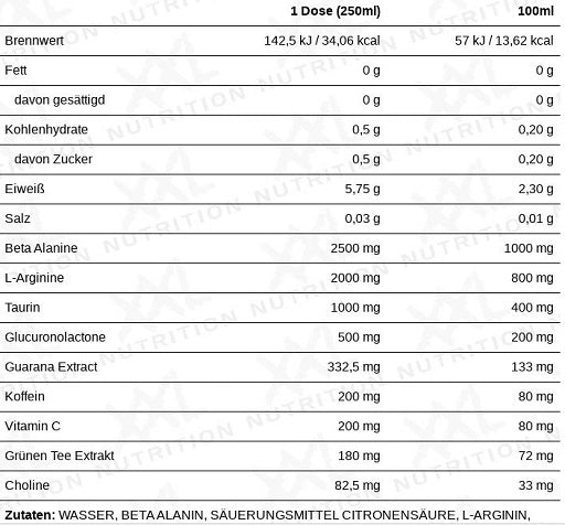 XXL Nutrition Venom pirms treniņa dzēriens 6x250ml Sour Berry