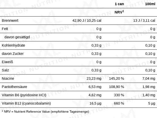 XXL Nutrition Enerģija! Dzēriens bez cukura 6er