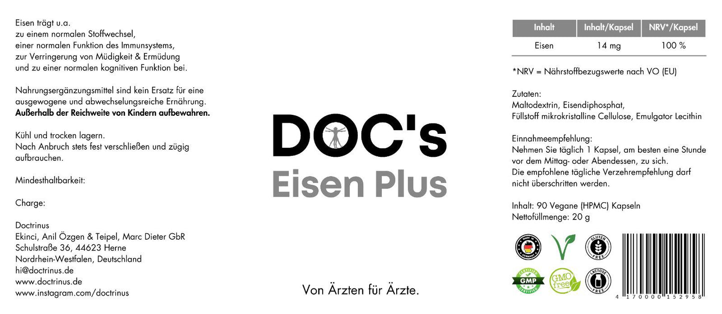 DOCs Iron Plus - 90 kapsulas