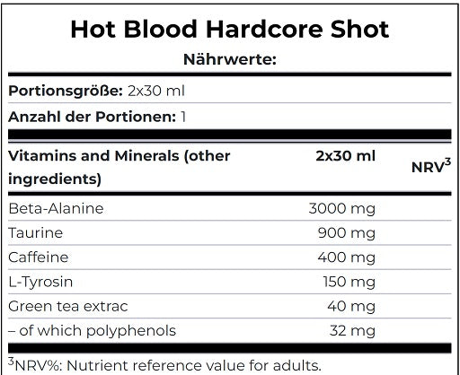 Scitec Hot Blood Hardcore 20 x 60 ml ābolu bumbieris