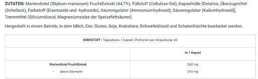 BioTech Milk Thistle 60 kapsulas