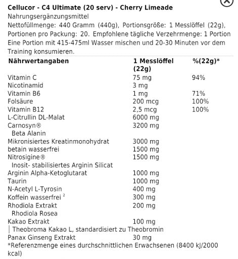 Cellucor C4 ULTIMATE 20 Serv. 440g zemeņu arbūzs