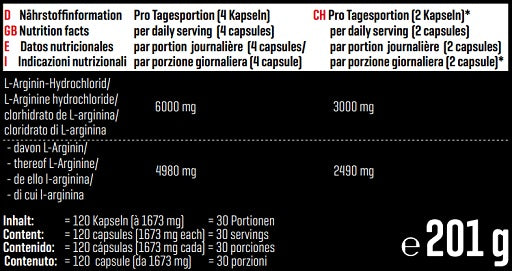 Body Attack L-Arginine 1500 120 kapsulas