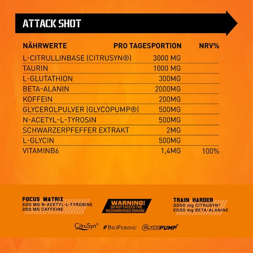 Body Attack Attack Shot 20 x 60ml Greipfrūts