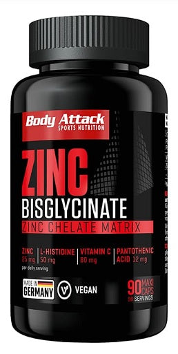 Body Attack Zinc Bisglycinate 90 capsules