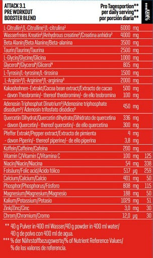 Body Attack Pre Attack 3,1 600 g zaļo ābolu aromāts