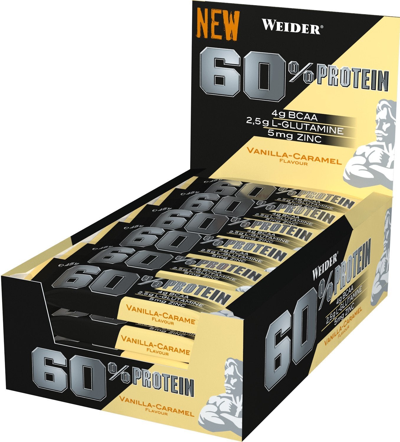 Weider 60% proteīna batoniņš 24x45g piena šokolāde