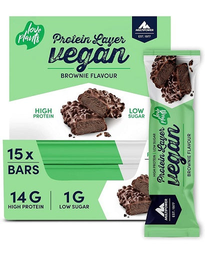 Multipower Vegan proteīna slāņa batoniņš 15x55g zemesriekstu sviests