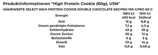 USN Select protein Cookie 12x60g Double Chocolate