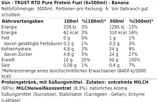 USN Trust RTD Pure protein Fuel 6 x 500ml Vanilla