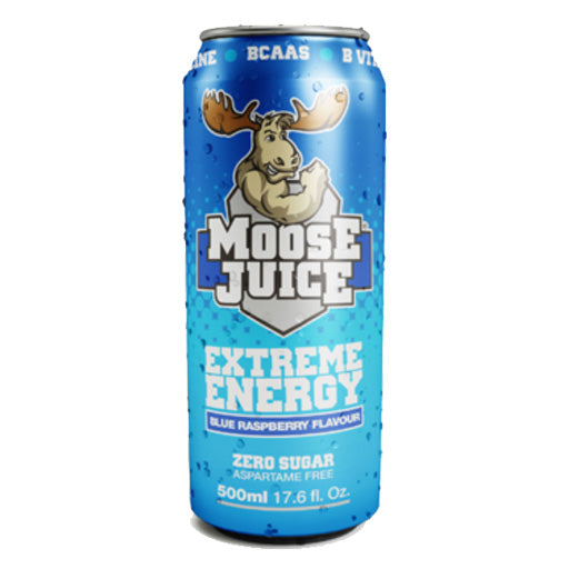 Muscle Moose Juice Energy BCAA Drink Zero Sugar - (12x500ml) Blue Raspberry